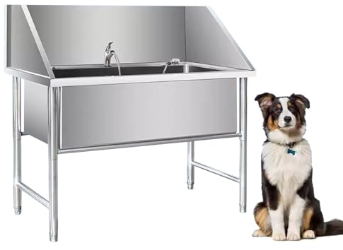 Edelstahl-badewanne Für Die Hundepflege Für Große Hunde Mit Wasserhahn, Hundepflegewanne Für Haustiere, Hundewaschstation Für Draußen, Hundebadestation Für Den Haustierpflegesalon Zu Hause(120cm)
