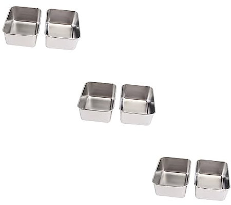 TOPBATHY 6piezas Caja Cuadrada Inoxidable Para Alimentos Contenedor Práctico y Resistente Para Hornear y Almacenar Comida Sin Tapa