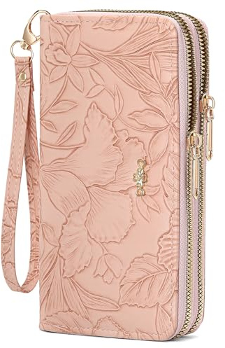 RNIEGA Wallet for Women Clutch Double Zip Around Credit Card Holder Leather Women's Wallet Large Capacity