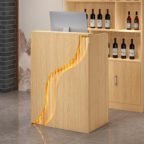 Klein Empfangstheken Rezeptionstresen LadenTheke Verkaufstheke Büro-empfangstheke Zeitgenössischer Empfangsschreibtisch for Bekleidungsgeschäft, Firmenrezeption(Gold thread pattern,31*16*38IN)