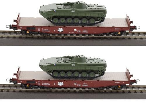 Tillig 70055 H0 2er Set Schwerlastwagen Rmms 3960 mit Zwei Panzern, DR, Ep.IV