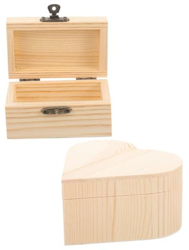 BCOATH 2stücke Teiliges Holzbox Unlackierte Aufbewahrungsboxen Herzform Und Handgefertigte Holzkisten Für Kreative Dekoration Und Organisation Im Zuhause