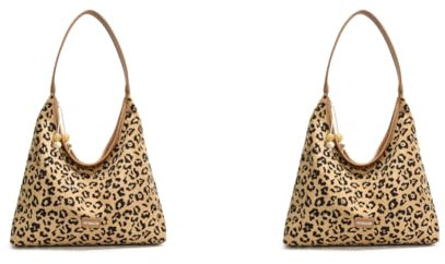 WMFASBAG Tragetasche for Damen, Leopardenmuster, Handtasche, PU-Leder, Hobo-Tasche for Reisen (Khaki)