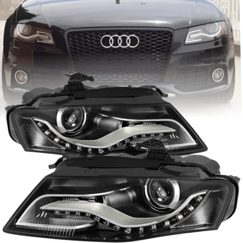 LED Scheinwerfer Set für Audi A4 B8 2008–2011 LED Tagfahrlicht Schwarz