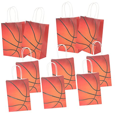 COLLBATH 12pcs Basketball Bag Paper Candy Bags for Sports Party Handles for Festival Cookies and Party Favors