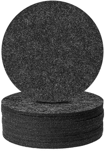 Xinjoduz 12 PCS Felt Coasters for Drinks, Black Round Soft Cup Coaster for Drinks Bar Home Coffee Table Coasters Pads Mat Heat Resistant Tabletop Protection, Non-Slip, Absorbent - 4 Inches Grey