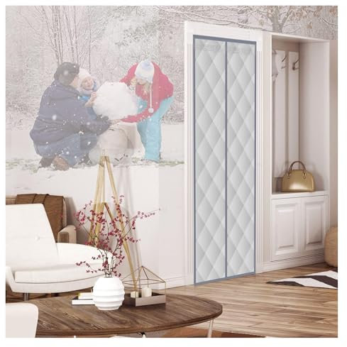 YXEHZ Thermo Türvorhang Kälteschutz Winter Verdickter Türvorhang Winddicht Magnetisch Thermo Türvorhang Geeignet für Zugluftfreie Eingangstüren in Grau(1.3x2.1m)
