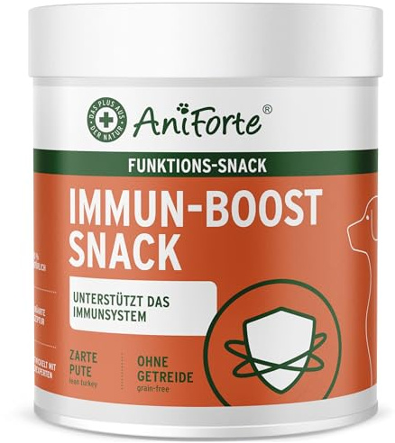 AniForte Immun-Boost Snack 300 g för hundar – stärker immunförsvaret och motståndskraften, droppar med örter, naturligt C-vitamin, nypon, zink, protein, probiotika, tack vare naturliga ingredienser