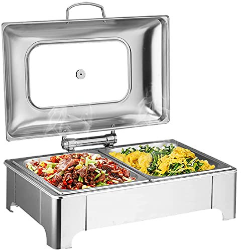 Scaldavivande Elettrico per Buffet Chafing Dish Elettrico 9L, Professionale Contenitore Vassoio di Riscaldamento per Catering Buffet e Party, Temperatura Regolabile Scaldavivande per Buffet