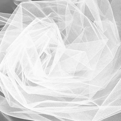 Weiß Soft Tüllstoff 4m x 1.6m, Tüll Stoffe Stoff Weiß Hochzeitsdeko Mesh Tüll Meterware für Blumenstrauß Geburtstag Party DIY Basteln Geschenke Deko Gardinenstoff
