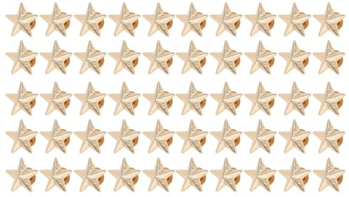 CAPASTEC Set De 50 Rivets Étoiles, 12,5 Mm Rivets Chicago Pour Diy Vêtements, Chaussures, Décoration De Sac, Ton Or Clair, Convexe