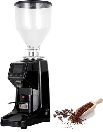 Moulin à café automatique, moulin à café électrique à meules plates, 19 niveaux de mouture précis, lames en acier inoxydable et bols amovibles, pour cafés commerciaux(Black,1500ml)