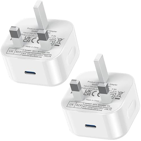 USB C Plug UK for iPhone 17 16 Charger,2 Pack New i 15 Fast Charging Plug Type C Ports 25W USBC Port Head Quick Charge Compatible with i Phone 17 Pro Max Air 16e 16 Plus 16 Pro Max 15 14 13 12 11