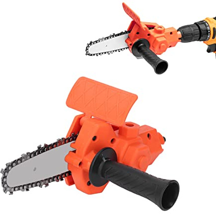 Oumefar Electric Drill to Saw Adapter Conversion Head Orange Portable Chainsaw Conversion Head for Wood Cutting Steel Pipe, Plastic, ABS, Alloy Steel