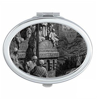 DIYthinker Religion Christentum Das Alte Testament Bibel Israel Geschichte Geschichte Grau Crusades Skizze Illustration Muster Oval Compact Make-up Taschenspiegel Tragbare Nette kleine Handspiegel