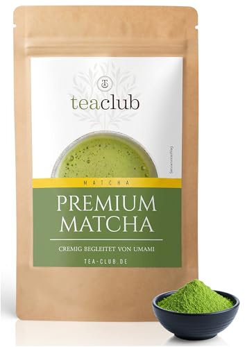 TeaClub Premium Matcha Tee Japan 100g, Grüntee-Pulver mit Umami-Note | Ceremonial Grade Matcha, Cremig aufschäumbar, intensives Umami, für Matcha Latte & Iced Matcha, Zeremonielle Matcha-Qualität