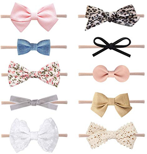 DRESHOW 10 Paket Pannband och Hårbågar i Nylon för Nyfödda Barn och Småbarn Hårtillbehör för Nyfödda Barn och Småbarn