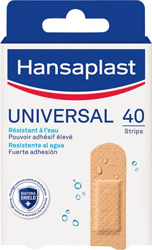 HANSAPLAST UNIVERSAL - Pansements Prédécoupés - Résistants à l'Eau et à la Poussière - Pansements Couleur Chair - 40 Pansements Taille Moyenne