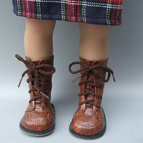 Uteruik Puppenstiefel aus Leder mit Schnürsenkeln für 46 cm Mädchen Puppenschuhe Outfits Kostümzubehör 1 Paar