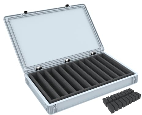 Feldherr Eurobox 60 x 40 cm Set für Modelleisenbahnen - Spur H0-11 Fächer - Schaumstoffeinlage für stehende Aufbewahrung - kompakte Transportlösung für Loks und Waggons