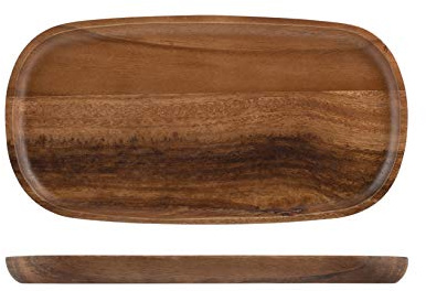 H&h Assiette rectangulaire en acacia, 13 x 26 cm