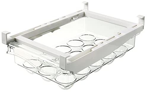 Huevera para frigorífico, organizador universal para 15 huevos, 30,5 x 19,8 x 9,5 cm, cajón adicional para el frigorífico, caja de frutas, compartimento refrigerador, bandeja extraíble [transparente]
