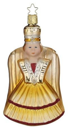 Christbaumschmuck Rauschgoldengel 13cm - Glas Figur zum Aufhängen - mundgeblasen & handbemalt - Weihnachtsbaum Anhänger für Weihnachten - Christbaumanhänger & Weihnachtsbaumschmuck - Engel Gold