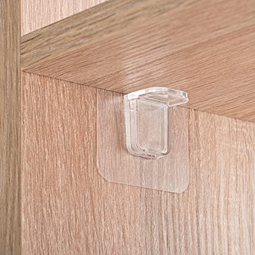 TECBULL® 32 Schrankboden Halter 2-teilig selbstklebend, extra große Klebefläche, Einlegeboden Halter, ohne Bohren, Bodenträger, Regalbodenträger, Schrankbretter Halterung transparent