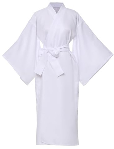 BPURB Bata Yukata para mujer, kimono tradicional japonés para mujer, ropa interior, disfraz de cosplay, Blanco, XL