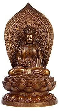 ZLASS Skulptur Kupfer meditierender Buddha-Statue Figur-Ornament, Zen-Garten-Buddha-Skulptur, Innen-Außen-Dekor for Zuhause, Garten, Terrasse, Porchgartenkunstdekoration Skulpturen Deko
