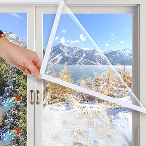 Film isolant pour Fenêtre,Kit isolant pour Porte et Fenêtre Film Solaire Anti Froid pour Fenêtre Comprend un Ruban Adhésif pour une Installation Facile (W*H:100x125cm/39x49in)