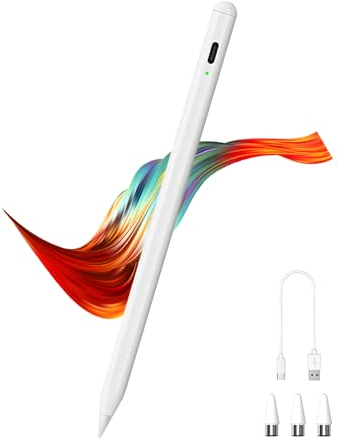 Stylus Stift für Touch Screens POM Tip Tablet Pen Wiederaufladbarer Pad Stift Capacitive Magnetic Tablet Stift für iPad/Pro/Air/Mini/Samsung Galaxy/Huawei/iOS/Android/Tablets-Weiß