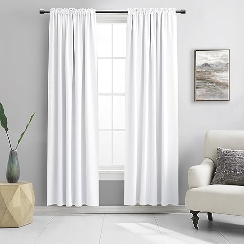 DONREN Doorway Privacy Curtains - Room Divider Soundproof Draperies, Window Treatment Thermal Insulated for Bedroom, 52 x 80 Inches Long, 2 Panels, Pure White