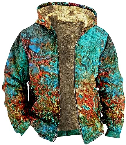 KONG JIMFAN Softshelljacke Herren Wasserdicht Bomberjacke Herren Herren Blouson Bomberjacke Herren Hardshell Jacke Jackett Herren Ausgefallene Hemden Kaputzenpullis Herren Wärmejacke(Cyan,3XL)