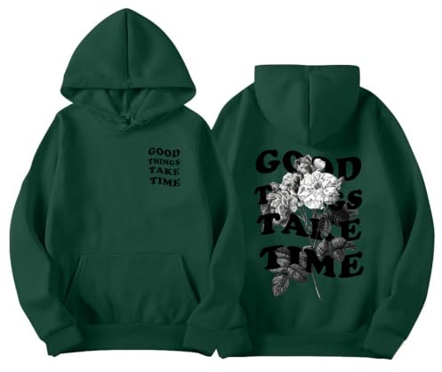 Yegirlzs Felpa Uomo con Cappuccio Abbigliamento Felpe Manica Lunga Vintage Stampa di Lettere Hoodie Sweatshirt Sportivi Felpe Tops Autunno Inverno Moda A Verde M