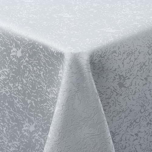 Spotjoy Tischdecke Abwaschbar Rechteckig 100x140cm Polyester Tischwäsche Jacquard Garten Tafeldecke Ornamente Pflegeleicht - Grau