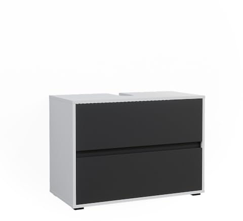 Vicco Waschbeckenunterschrank Weiß/Anthrazit Maltin 80x58x40 cm - Unterschrank Badezimmer, Viel Stauraum Oben und unten