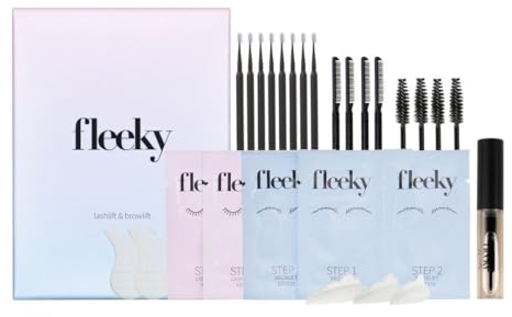 fleeky Augenbrauen & Wimpernlifting Set: Vegan und ohne Tierversuche - Lash & Brow Lifting Kit für natürlichen ausdrucksvollen Wimpernschwung & perfekt gestylte Brows