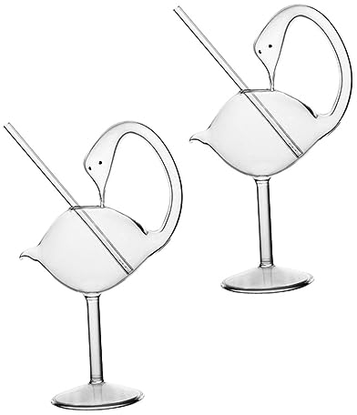 TOPBATHY 2 Piezas copa de cisne tazas de postre de vidrio fondo de pecera bar vasos de vidrio vasos de whisky copa de vino discoteca taza transparente pies altos vaso de whisky