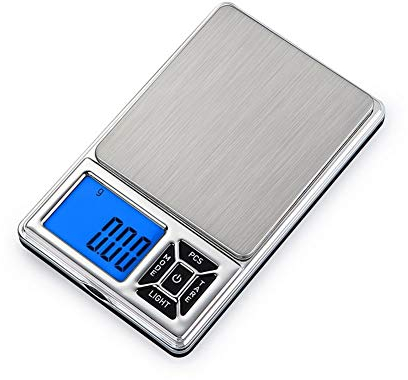 Bilancia elettronica di precisione per piccoli gioielli da 0,01 g/0,1 g, bilancia da cucina mini bilancia da tè con pulsante grande, facile da usare (1kg/0.1g)