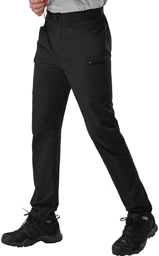 Pioneer Camp Pantalones de senderismo para hombre, ligeros, para tiempo libre, trekking, cargo, transpirables, con bolsillos, Negro , L