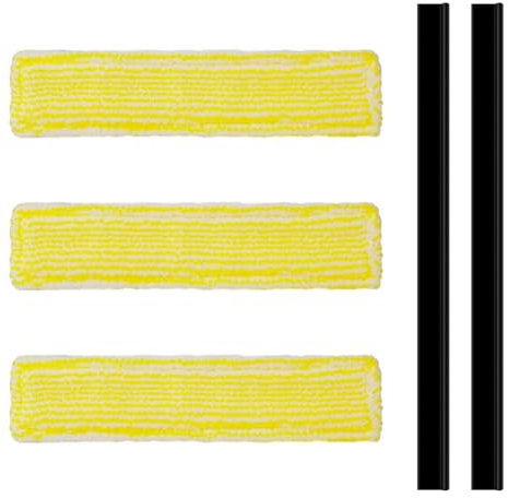 GIONAR Window Vacuum Cleaner Accessories for Kärcher Replacement Parts for WV1 WV2 WV5, Set of 5 Mop Covers, Set of 2 Squeegee Lips, Perfect Fit for Kärcher Cleaning Machine, for Window Cleaning