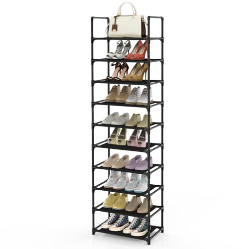 barsone Scarpiera a 10 Ripiani, Scarpiera Salvaspazio Slim, Scaffale Portascarpe per 20-25 Paia, Portascarpe stretto e alto Ideale per Spazi Stretti, Armadio, Ingresso e Corridoio