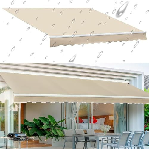 Tenda da sole di ricambio in tessuto di poliestere, parasole, per terrazza, balcone, cortile, negozio, tenda da sole estensibile per patio, dimensioni 6 x 3 m