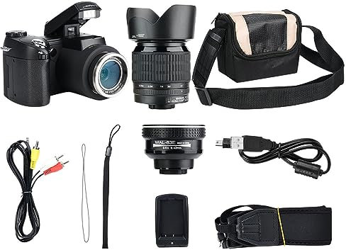 Juego de cámaras réflex digitales, 19 x 18 x 17, 33 MP, 3 LCD, zoom 24x, cámara digital LED, videocámara fotográfica