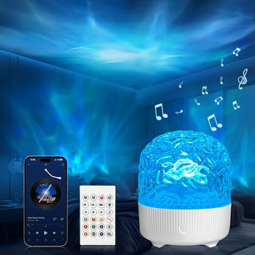 GY Mesh Wave Lamp Lámpara Océano Globo, Lámpara LED Mesita Noche RGB 16 Colores, Luz Ambiente Regulable con Proyector USB, Lámpara de Mesa Romántica para Dormitorio Salón