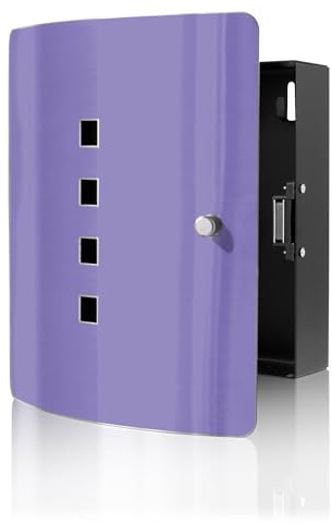 banjado Design Schlüsselkasten aus Edelstahl für 10 Schlüssel - Schlüsselschrank zur Schlüssel Aufbewahrung 24 x 21,5 x 7cm groß mit praktischem Magnetverschluss - Farbe Lavendel