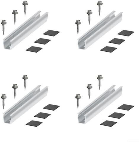 Solarmodul-Schienensystem für trapezförmige Dachlösungen, Aluminium-Design mit gebohrten Profilen (4 Set)