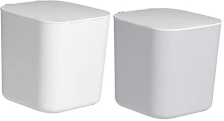 ABOOFAN 2 pièces Mini Poubelle de Bureau avec Couvercle Compacte et Résistante Poubelle de Table Multifonction pour Maison et Bureau Lot de Blanc et Gris