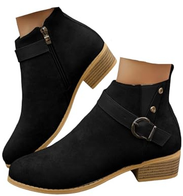 Xbemkste Stiefeletten Damen Ankle Boots mit Absatz Wildleder Elegant Kurzschaft Boots Bequeme Gefüttert Damenstiefel Klassische Frauen Lässige Styleboots Knöchelstiefel (38.5)